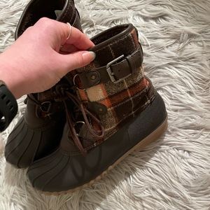 Orange Plaid BareTraps Women's Fahn Snow Boot (Duck Boots)